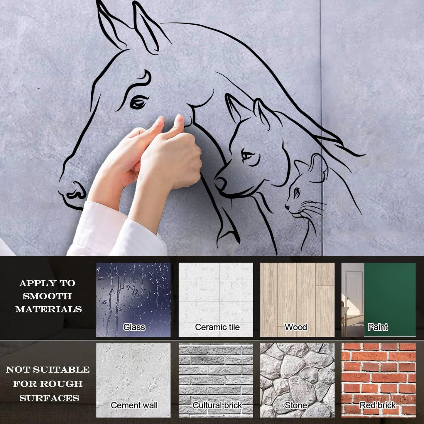 Mural And Wall Vinyl Decal Animal Horse Dog Cat House Pets Farm Kids Nursery Removable Without Leaving Glue