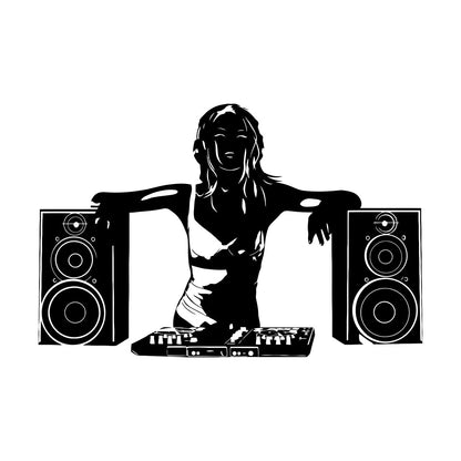 Wall Stickers Paster Paper Appeal Girl Dj Music Musical Nightclub Self Adhesive