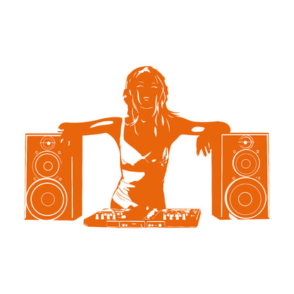 Wall Stickers Paster Paper Appeal Girl Dj Music Musical Nightclub Self Adhesive