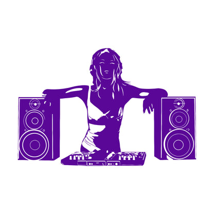 Wall Stickers Paster Paper Appeal Girl Dj Music Musical Nightclub Self Adhesive