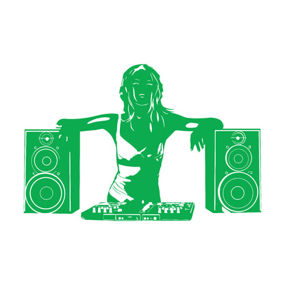 Wall Stickers Paster Paper Appeal Girl Dj Music Musical Nightclub Self Adhesive