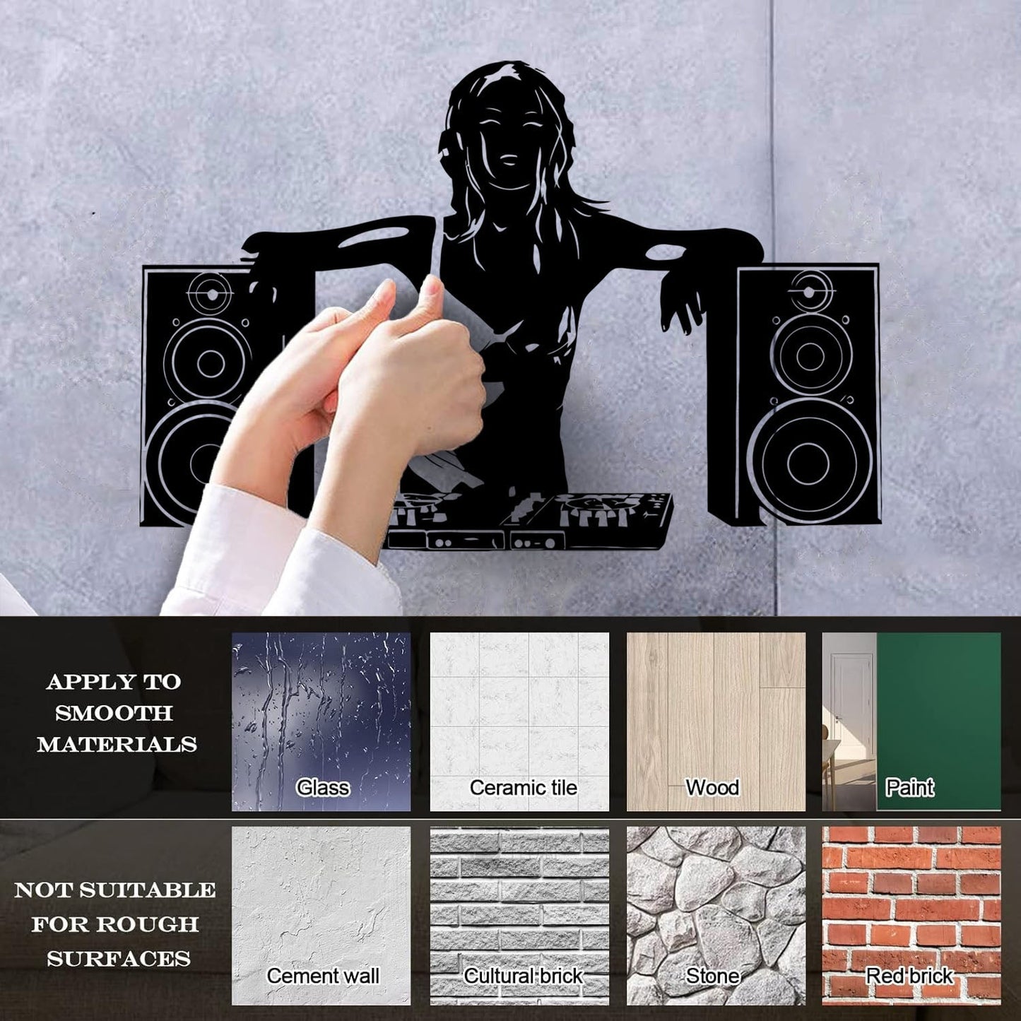 Wall Stickers Paster Paper Appeal Girl Dj Music Musical Nightclub Self Adhesive