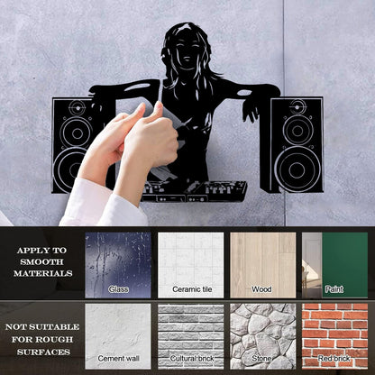 Wall Stickers Paster Paper Appeal Girl Dj Music Musical Nightclub Self Adhesive