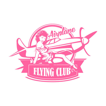 Lettering Stickers Airplane Flying Club Logo Vintage Appeal Hot Retro Girl Personalized Customization