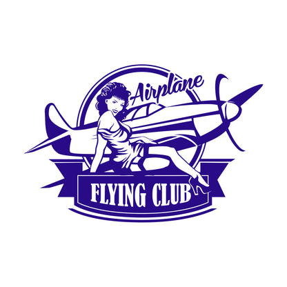 Lettering Stickers Airplane Flying Club Logo Vintage Appeal Hot Retro Girl Personalized Customization