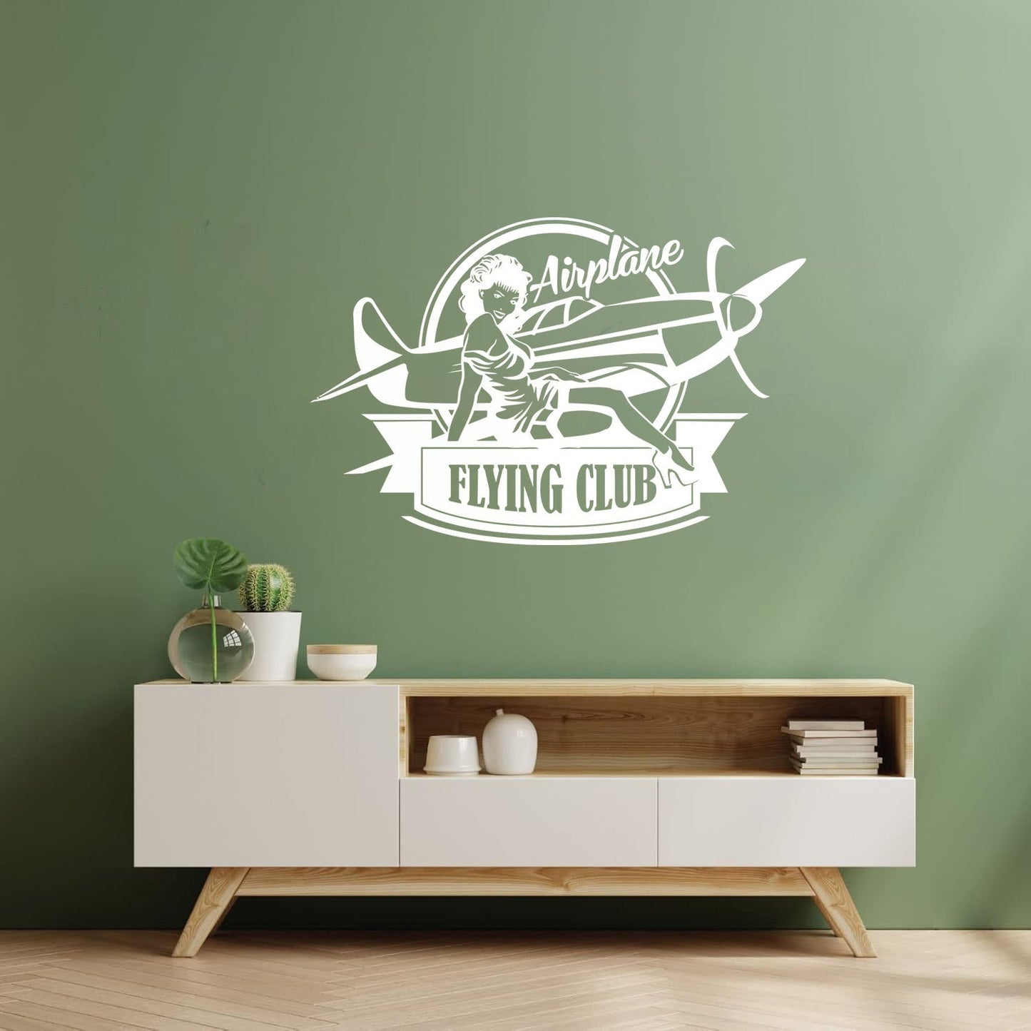 Lettering Stickers Airplane Flying Club Logo Vintage Appeal Hot Retro Girl Personalized Customization