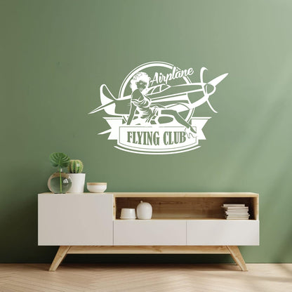 Lettering Stickers Airplane Flying Club Logo Vintage Appeal Hot Retro Girl Personalized Customization