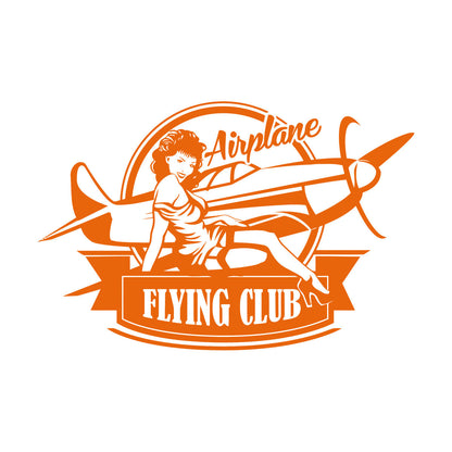 Lettering Stickers Airplane Flying Club Logo Vintage Appeal Hot Retro Girl Personalized Customization