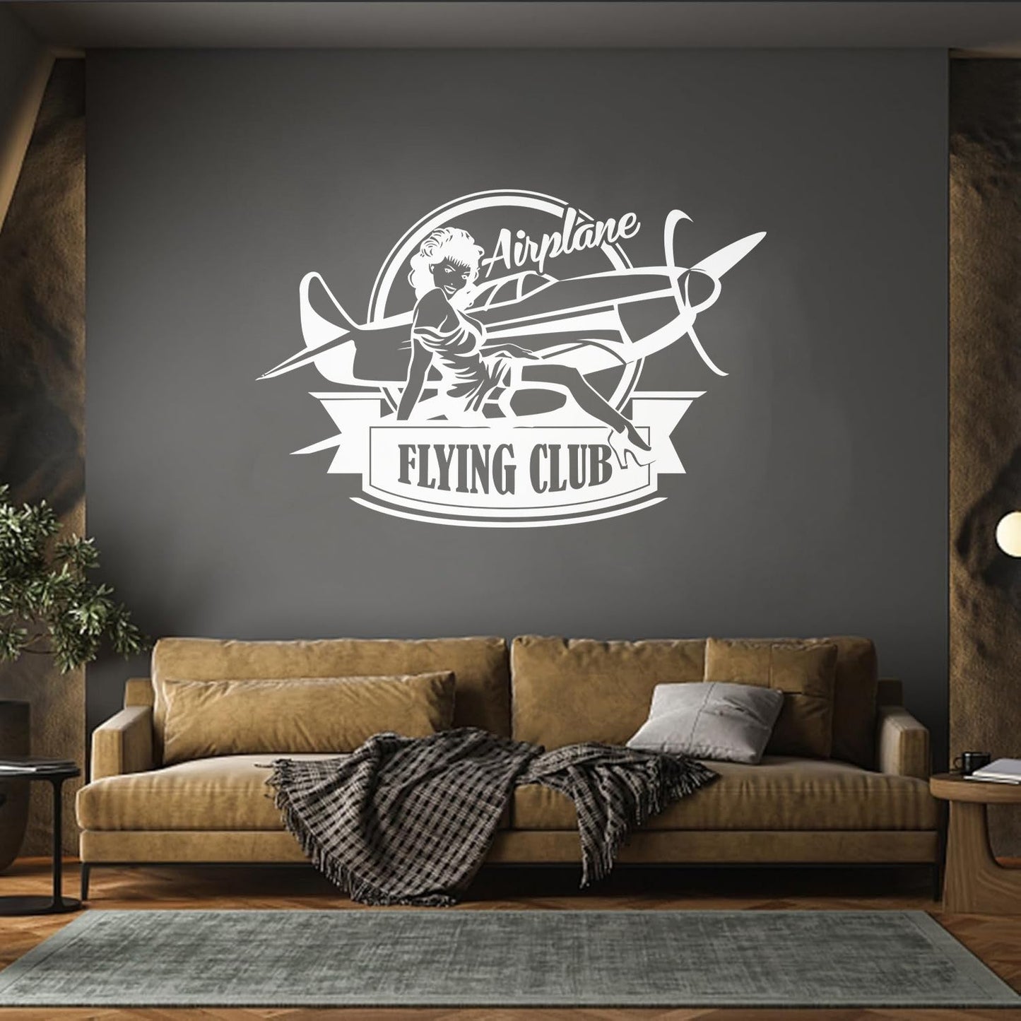 Lettering Stickers Airplane Flying Club Logo Vintage Appeal Hot Retro Girl Personalized Customization