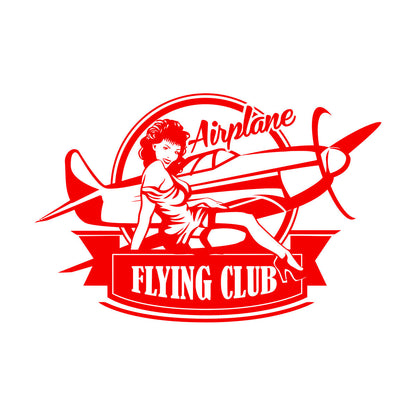 Lettering Stickers Airplane Flying Club Logo Vintage Appeal Hot Retro Girl Personalized Customization