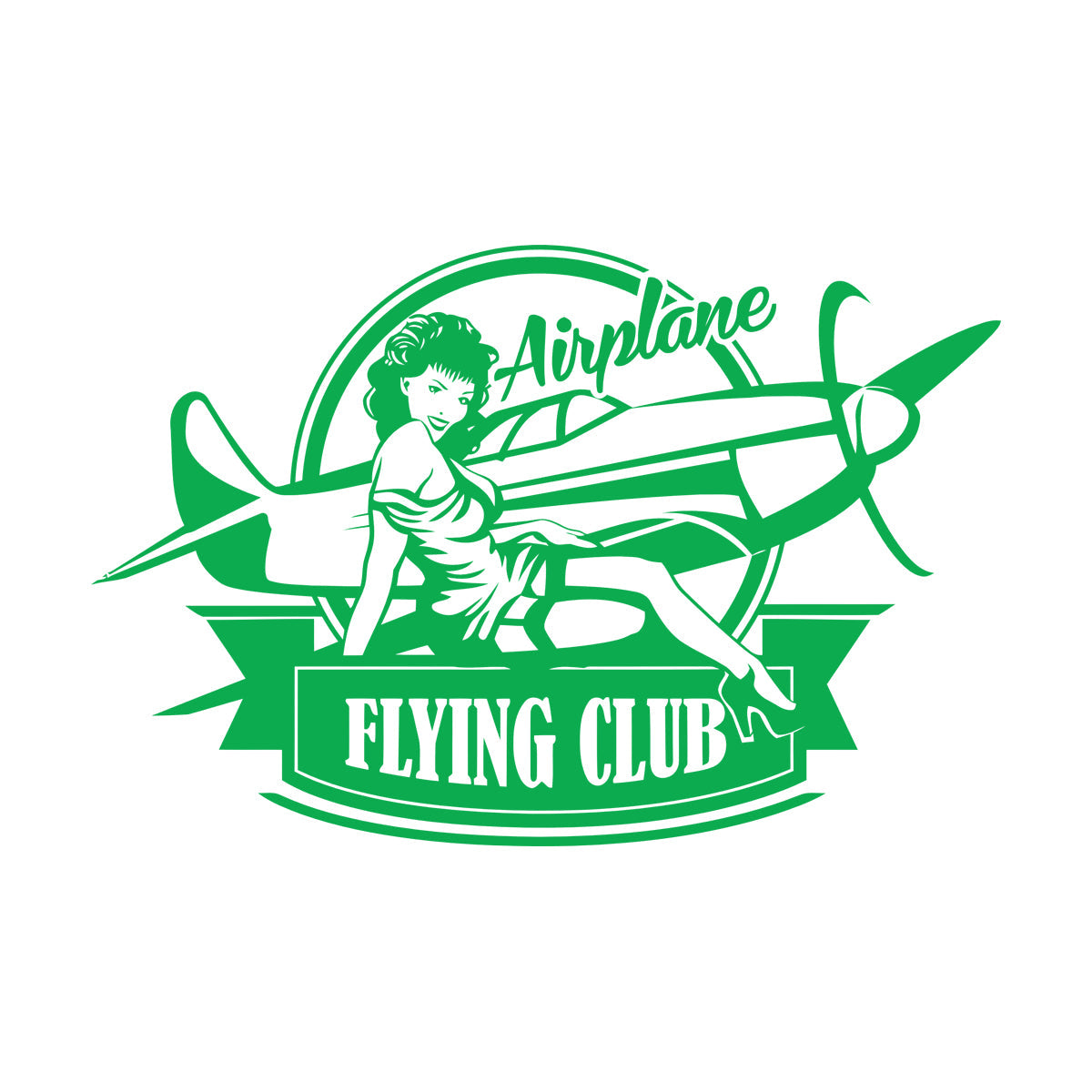 Lettering Stickers Airplane Flying Club Logo Vintage Appeal Hot Retro Girl Personalized Customization
