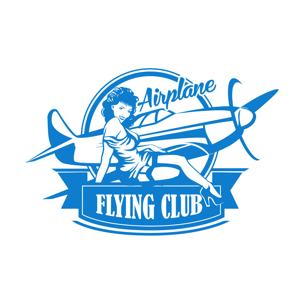 Lettering Stickers Airplane Flying Club Logo Vintage Appeal Hot Retro Girl Personalized Customization