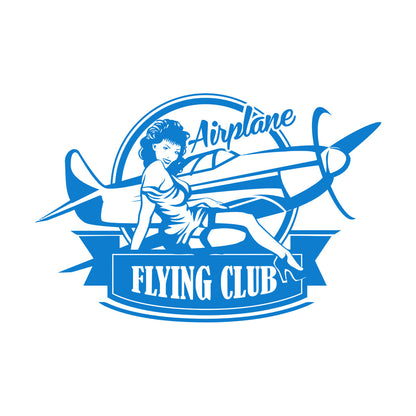 Lettering Stickers Airplane Flying Club Logo Vintage Appeal Hot Retro Girl Personalized Customization