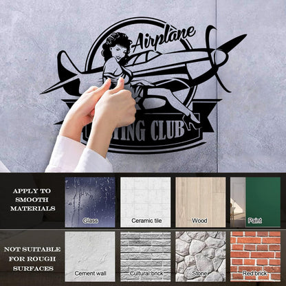 Lettering Stickers Airplane Flying Club Logo Vintage Appeal Hot Retro Girl Personalized Customization