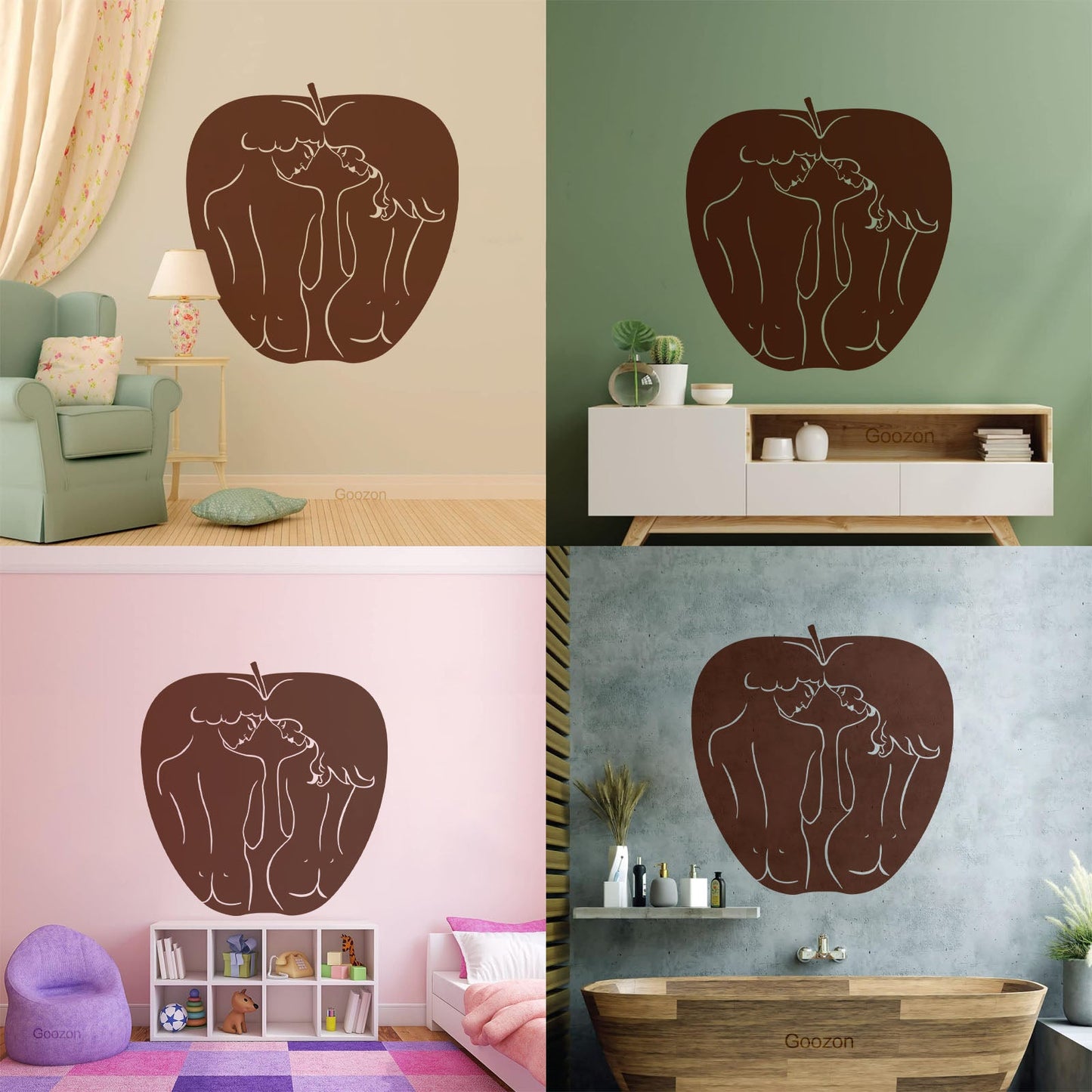 Apple Bible Adam And Eve Paradise Love Vinyl Wall Stickers Art Decoration
