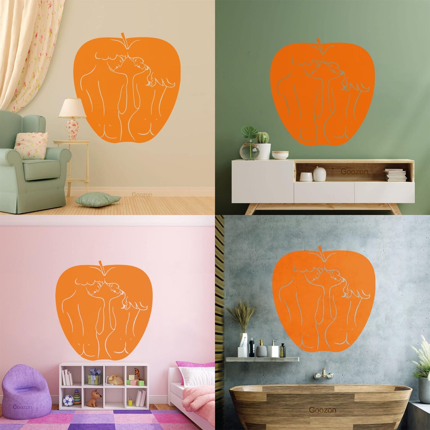 Apple Bible Adam And Eve Paradise Love Vinyl Wall Stickers Art Decoration