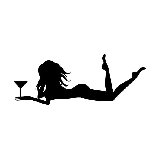 Vinyl Art Sticker Naked Appeal Woman Bar Cocktail Glass Stickers