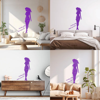 Engraving Stickers Naked Appeal Woman Laundry No Clothes Quote Phrase Store Decoration
