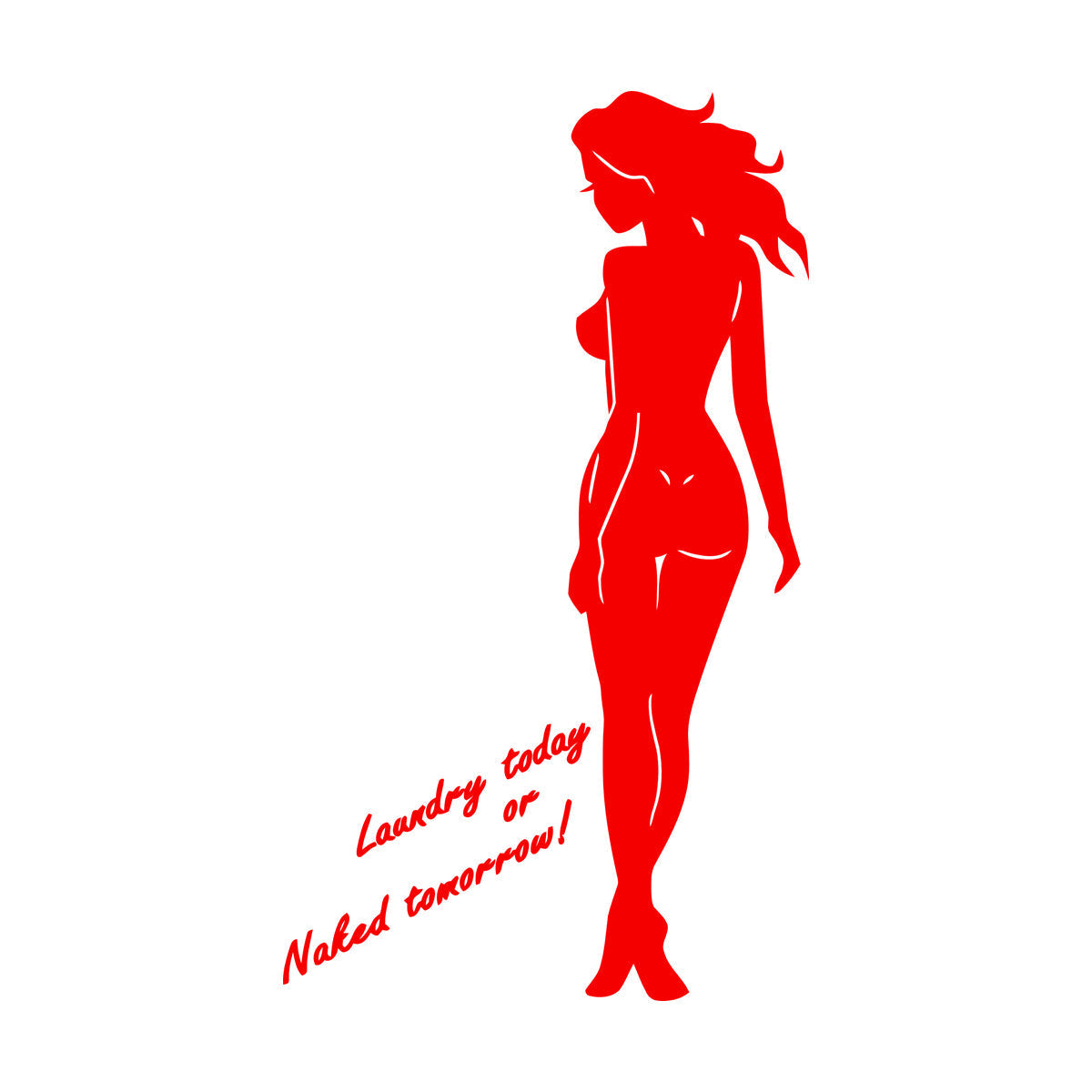 Engraving Stickers Naked Appeal Woman Laundry No Clothes Quote Phrase Store Decoration