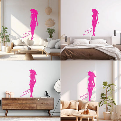 Engraving Stickers Naked Appeal Woman Laundry No Clothes Quote Phrase Store Decoration