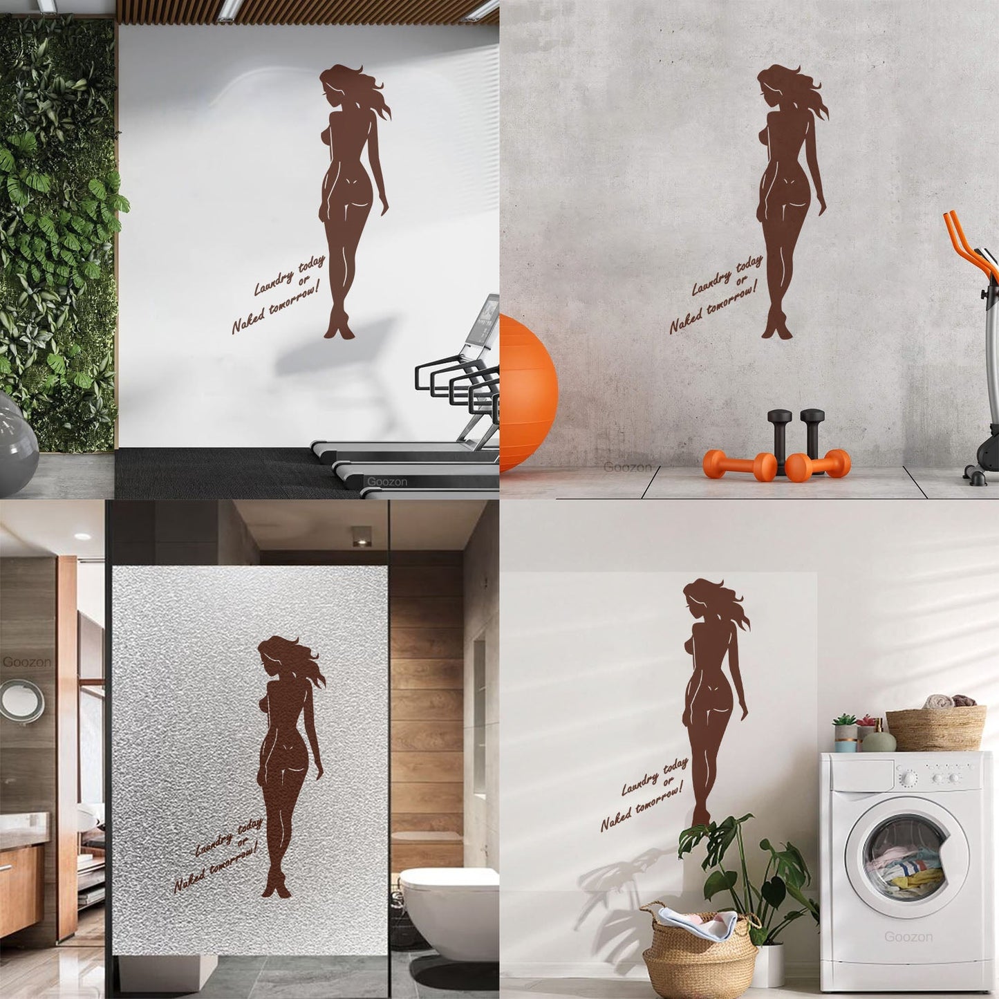 Engraving Stickers Naked Appeal Woman Laundry No Clothes Quote Phrase Store Decoration
