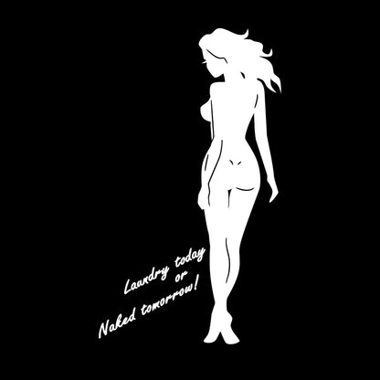 Engraving Stickers Naked Appeal Woman Laundry No Clothes Quote Phrase Store Decoration
