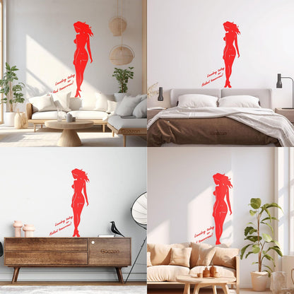 Engraving Stickers Naked Appeal Woman Laundry No Clothes Quote Phrase Store Decoration