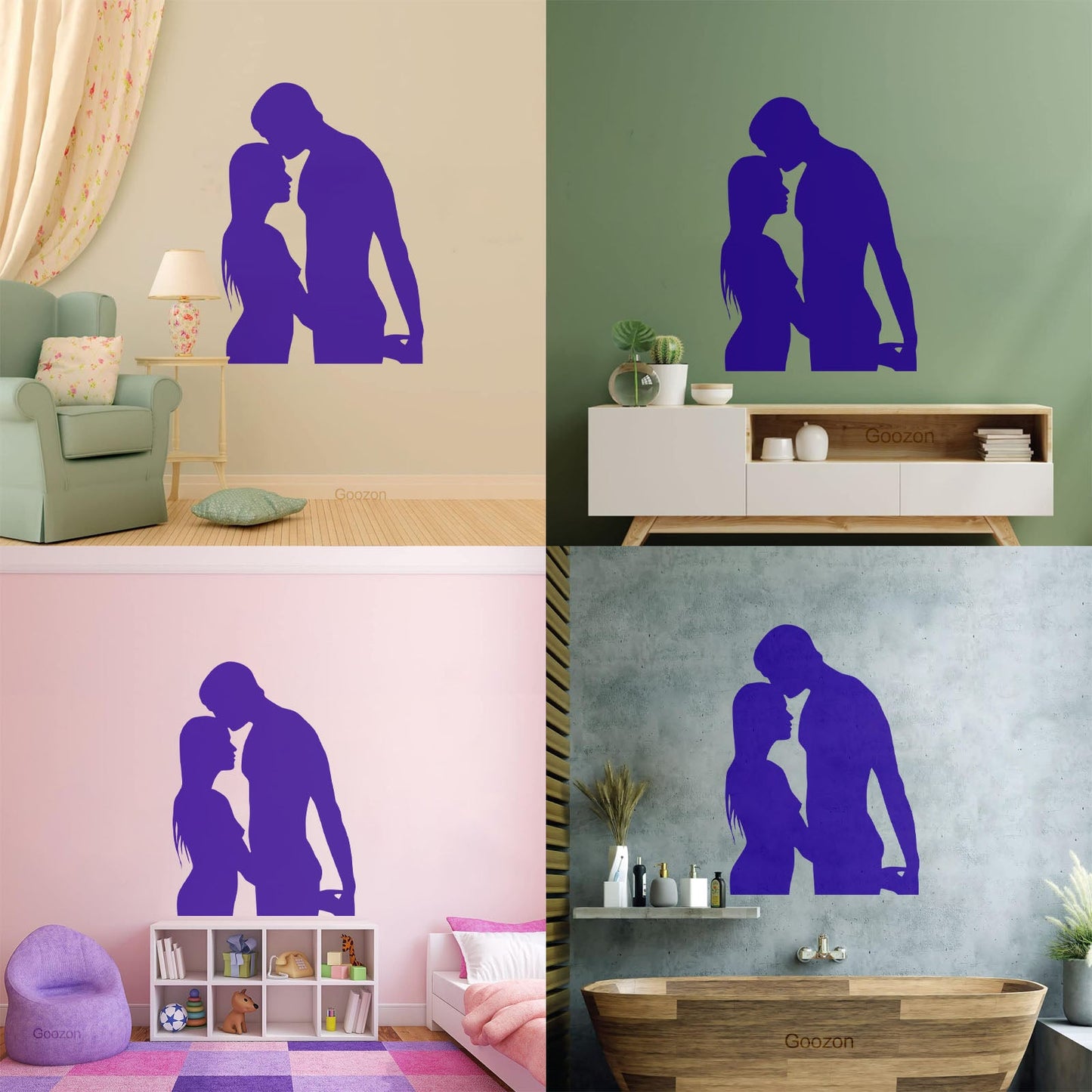 Lettering Stickers Couple Silhouette Love Woman Man Self Adhesive
