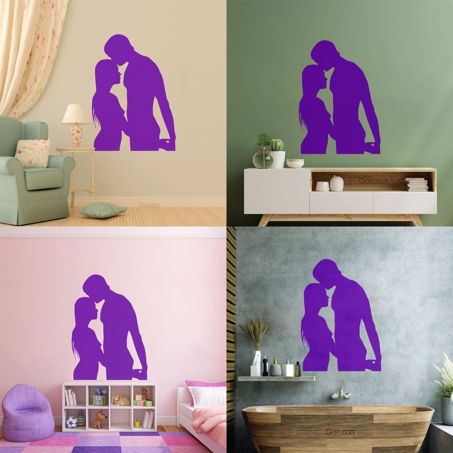 Lettering Stickers Couple Silhouette Love Woman Man Self Adhesive
