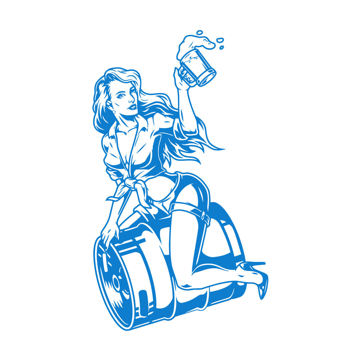 Wall Decals Pin Up Appeal Girl Sitting Beer Barrel Pub Bar Equipped With Transfer Film Kit