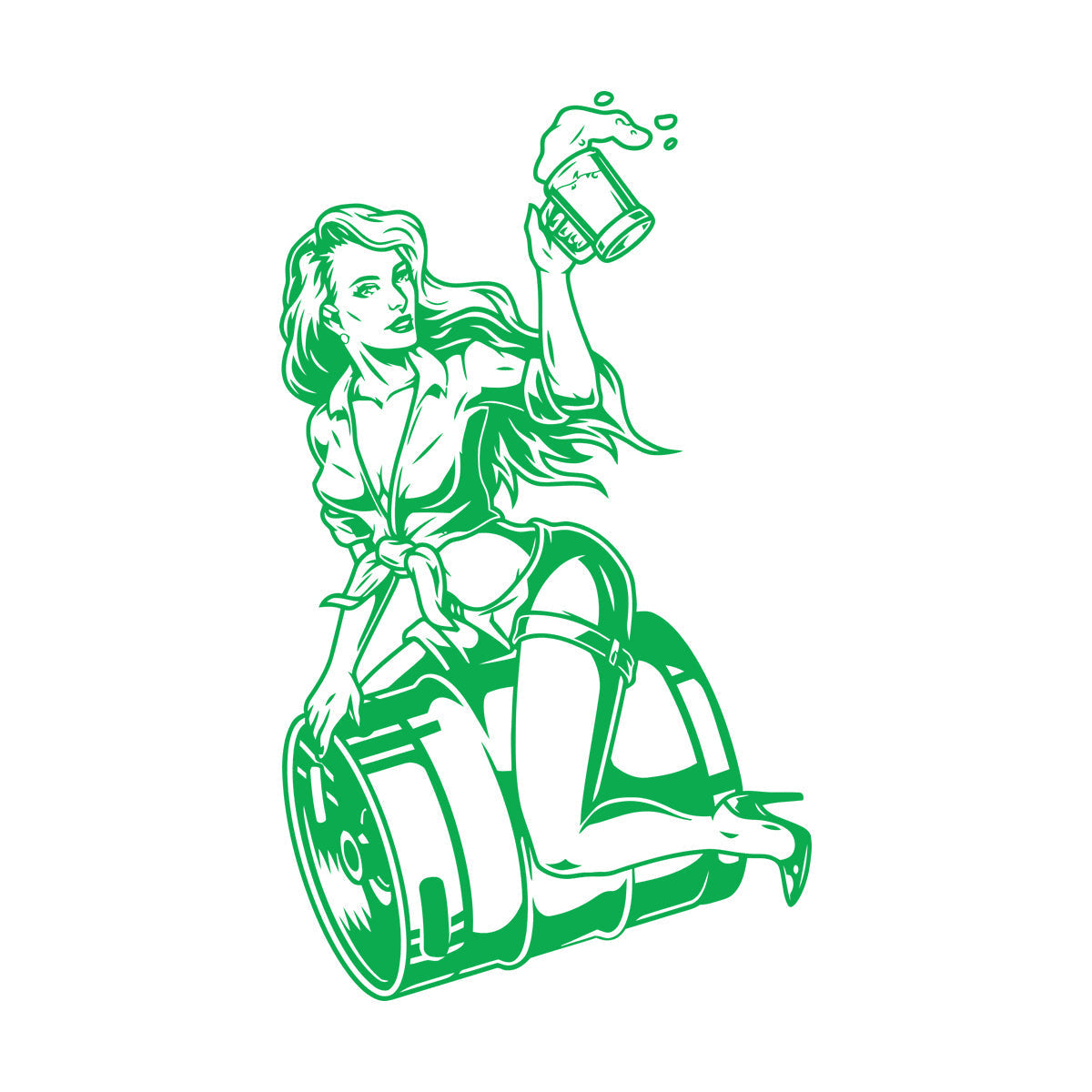 Wall Decals Pin Up Appeal Girl Sitting Beer Barrel Pub Bar Equipped With Transfer Film Kit