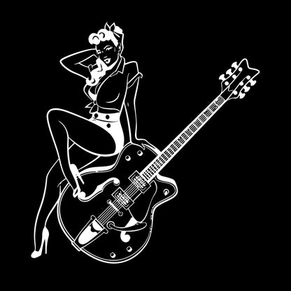 Vinyl Wall Decals Pin Up Style Retro Girl Guitar Musical Instruments Store Easy Installation