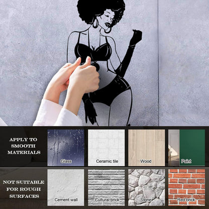 Appeal Lady African Woman Afro Hairstyle Lettering Stickers Store Decoration