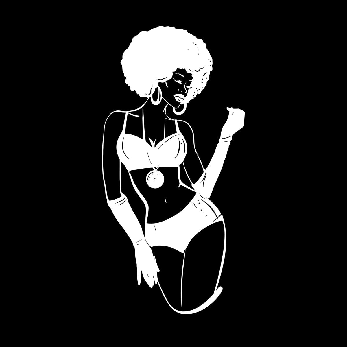 Appeal Lady African Woman Afro Hairstyle Lettering Stickers Store Decoration