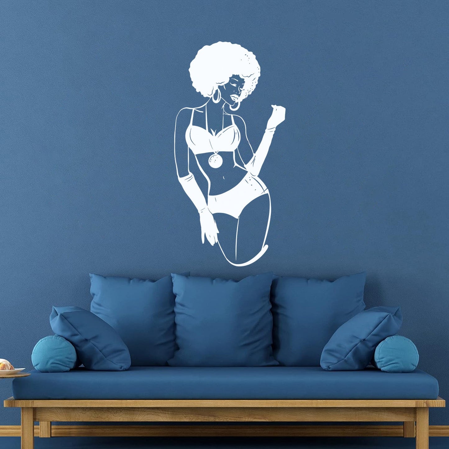 Appeal Lady African Woman Afro Hairstyle Lettering Stickers Store Decoration