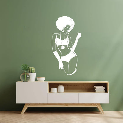 Appeal Lady African Woman Afro Hairstyle Lettering Stickers Store Decoration