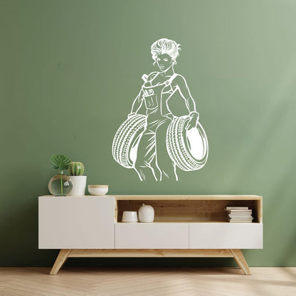 Engraving Decals Appeal Girl Garage Auto Repair Wheels Multi Color Selection