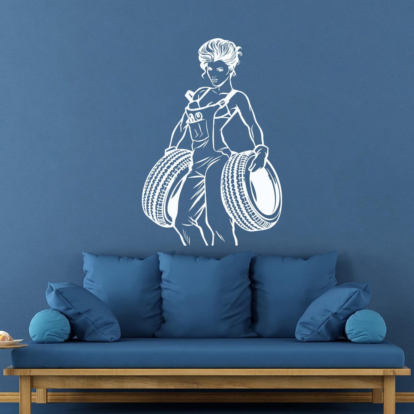 Engraving Decals Appeal Girl Garage Auto Repair Wheels Multi Color Selection