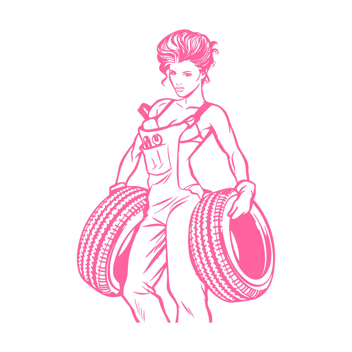 Engraving Decals Appeal Girl Garage Auto Repair Wheels Multi Color Selection