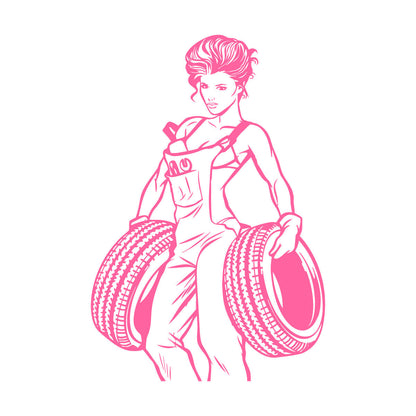 Engraving Decals Appeal Girl Garage Auto Repair Wheels Multi Color Selection