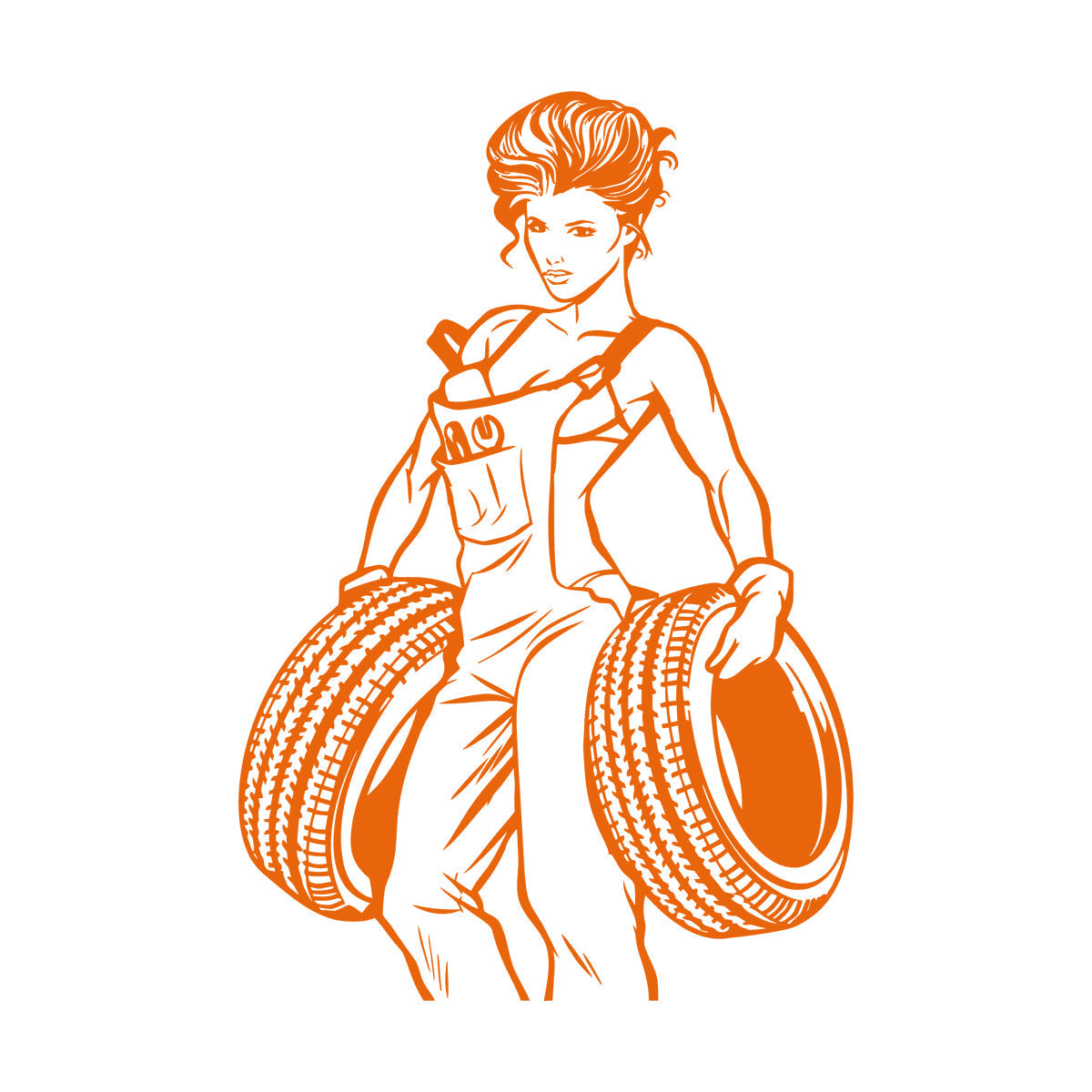 Engraving Decals Appeal Girl Garage Auto Repair Wheels Multi Color Selection