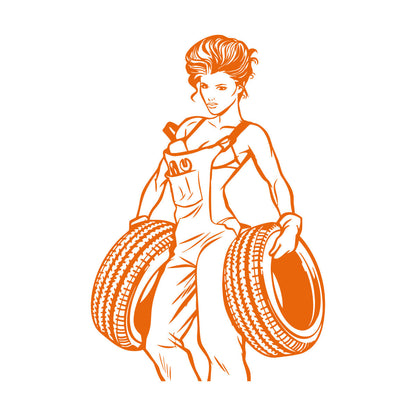 Engraving Decals Appeal Girl Garage Auto Repair Wheels Multi Color Selection