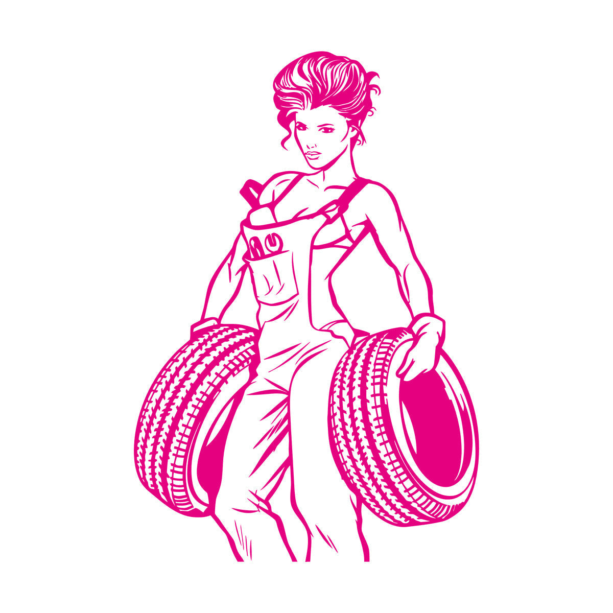 Engraving Decals Appeal Girl Garage Auto Repair Wheels Multi Color Selection