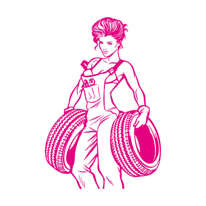 Engraving Decals Appeal Girl Garage Auto Repair Wheels Multi Color Selection