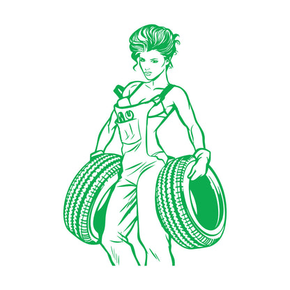 Engraving Decals Appeal Girl Garage Auto Repair Wheels Multi Color Selection