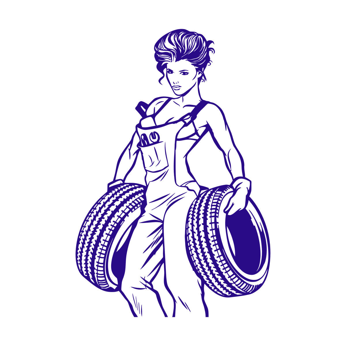 Engraving Decals Appeal Girl Garage Auto Repair Wheels Multi Color Selection