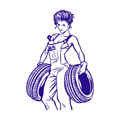 Engraving Decals Appeal Girl Garage Auto Repair Wheels Multi Color Selection