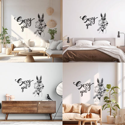 Appeal Girl Dominant Sexshop Bunny Costume Mural And Wall Vinyl Decal Equipped With Transfer Film Kit