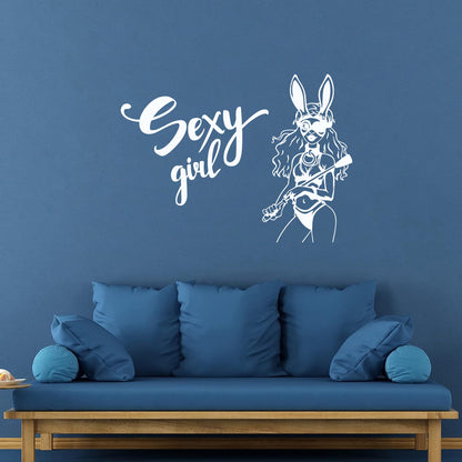 Appeal Girl Dominant Sexshop Bunny Costume Mural And Wall Vinyl Decal Equipped With Transfer Film Kit