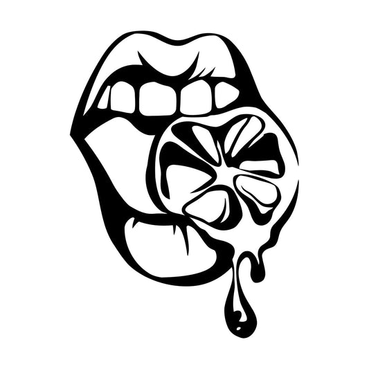 Fine Carving Stickers Appeal Girl Lips Lemon Orange Cool Multiple Size Options